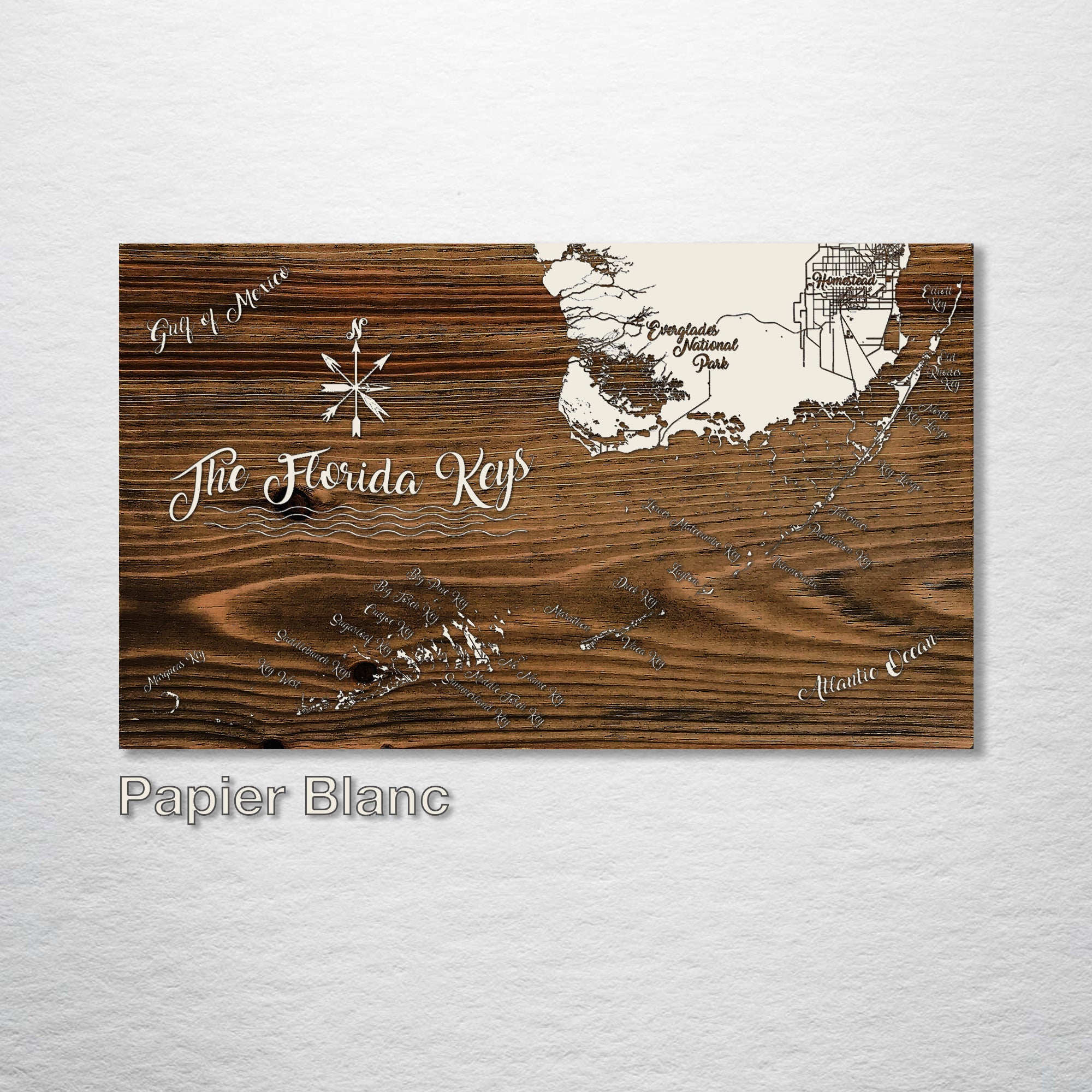 Florida Keys - Whimsical Map on Wood