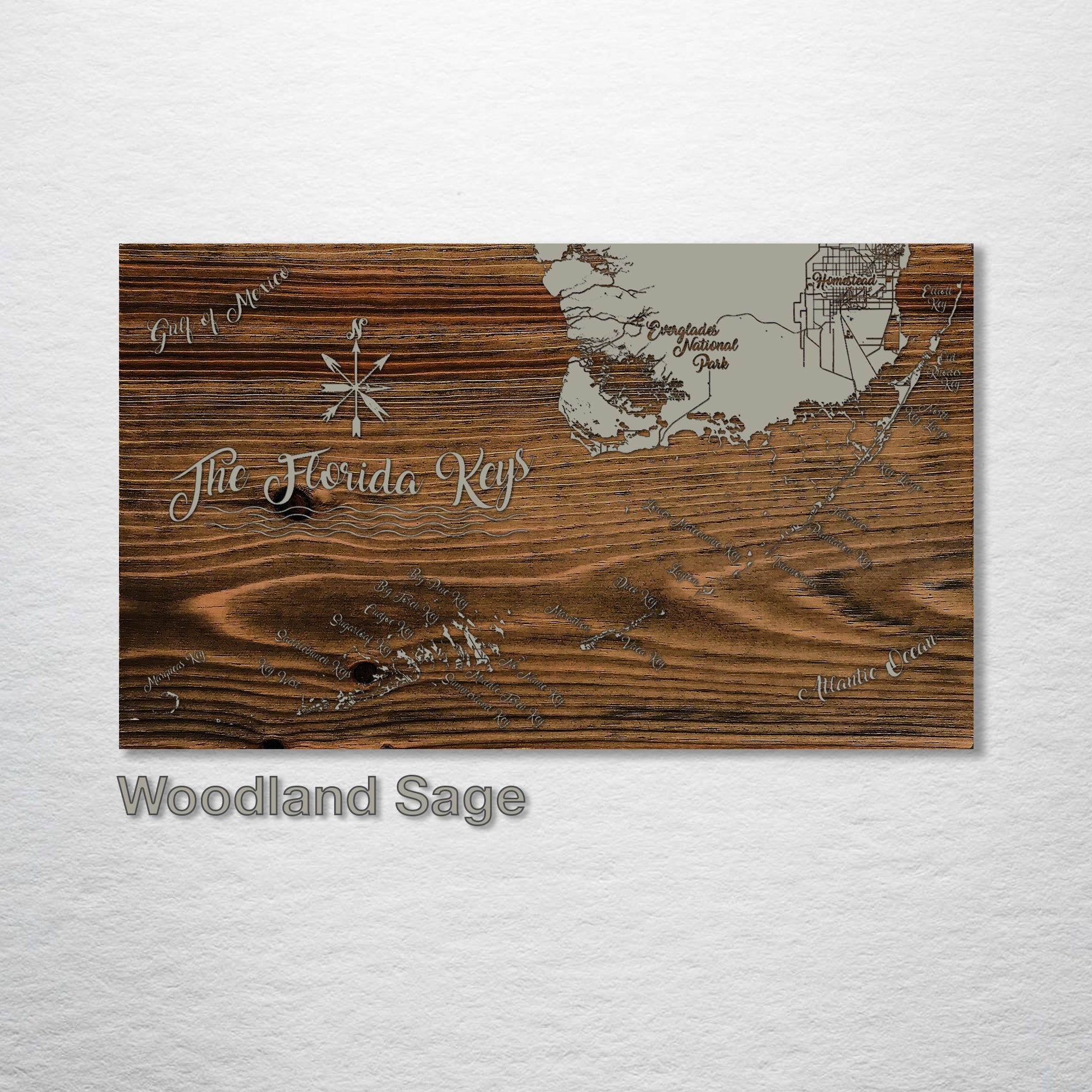 Florida Keys - Whimsical Map on Wood