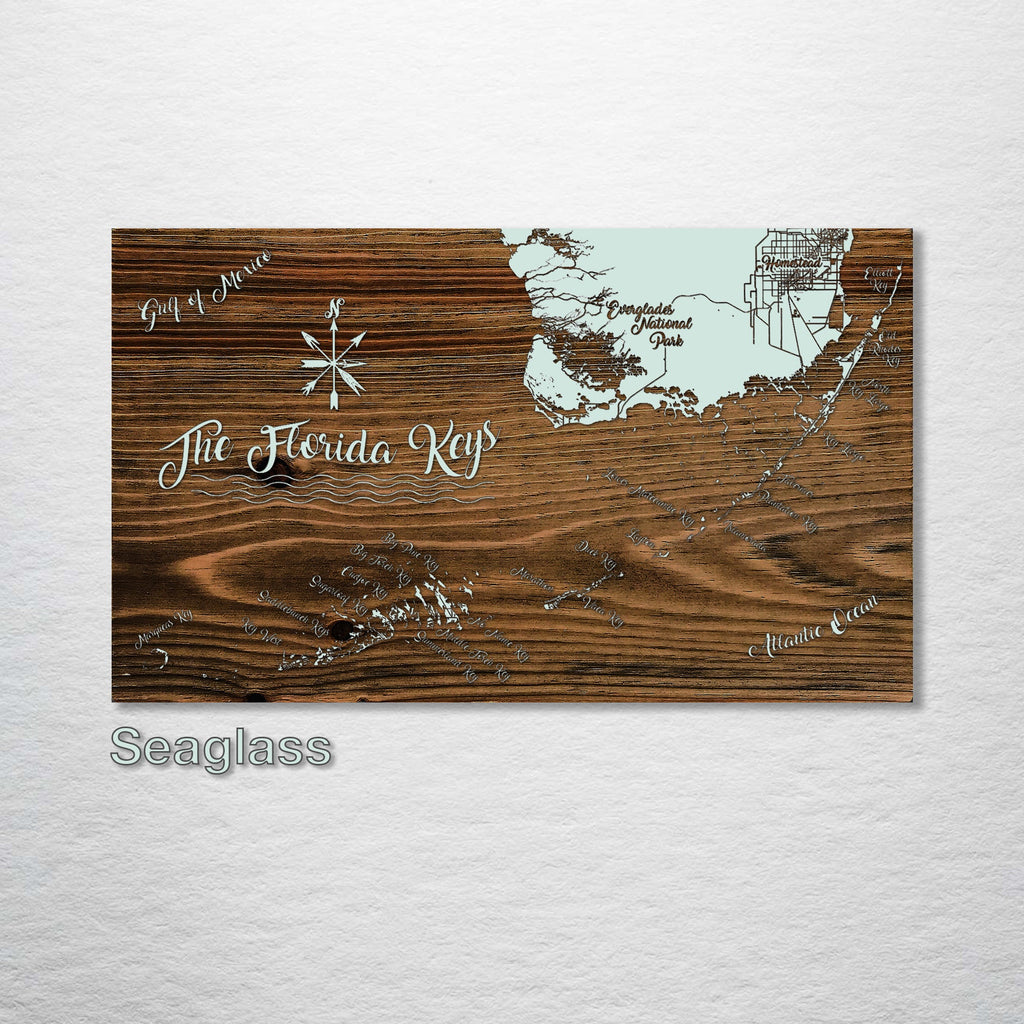 Florida Keys - Whimsical Map on Wood