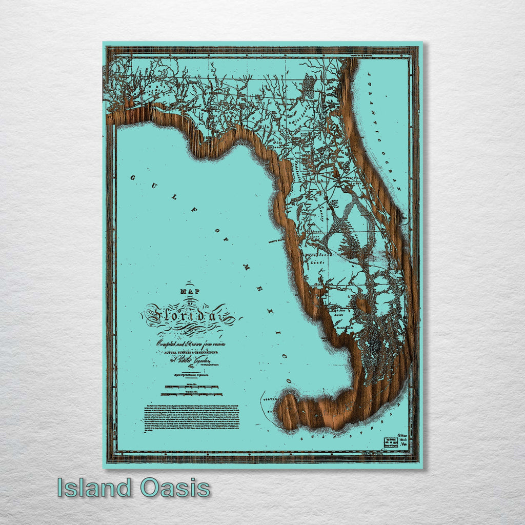 Florida Map on Wood 1823