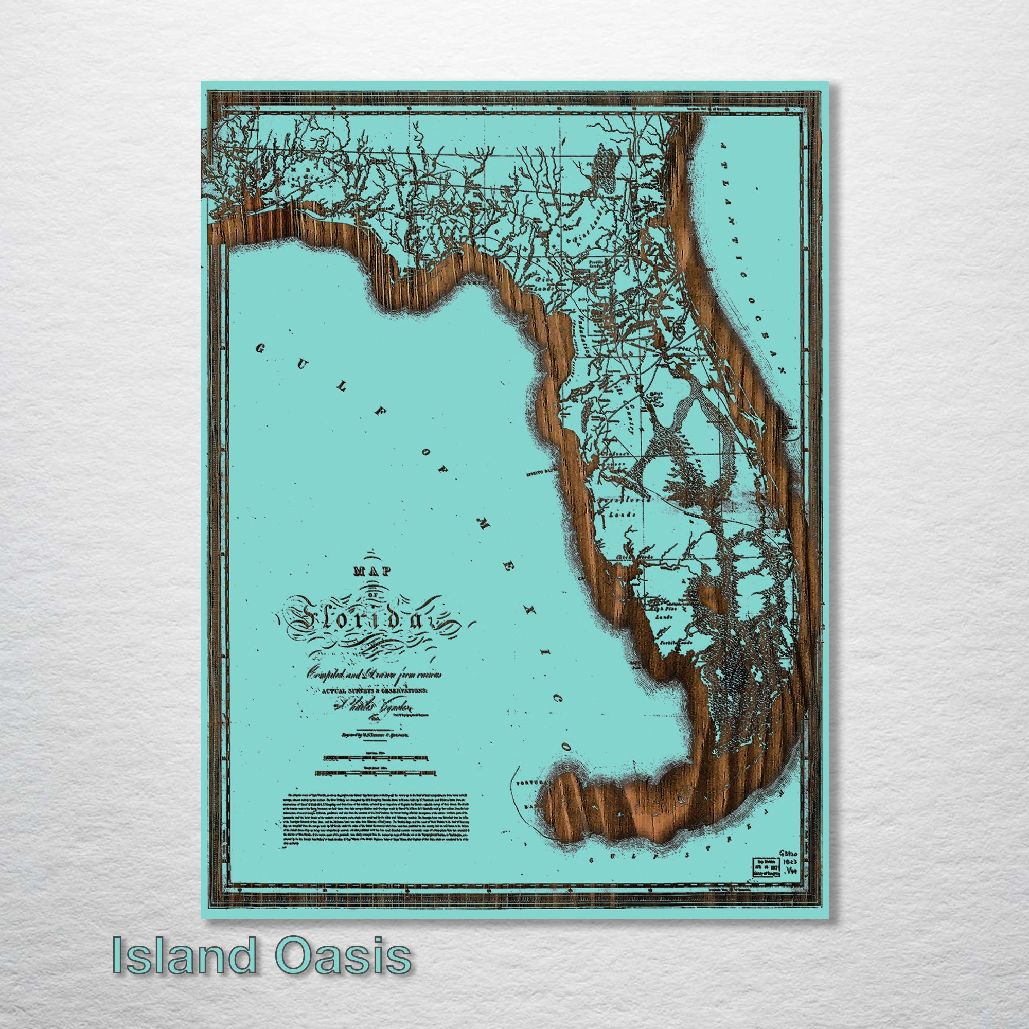 Florida Map on Wood 1823