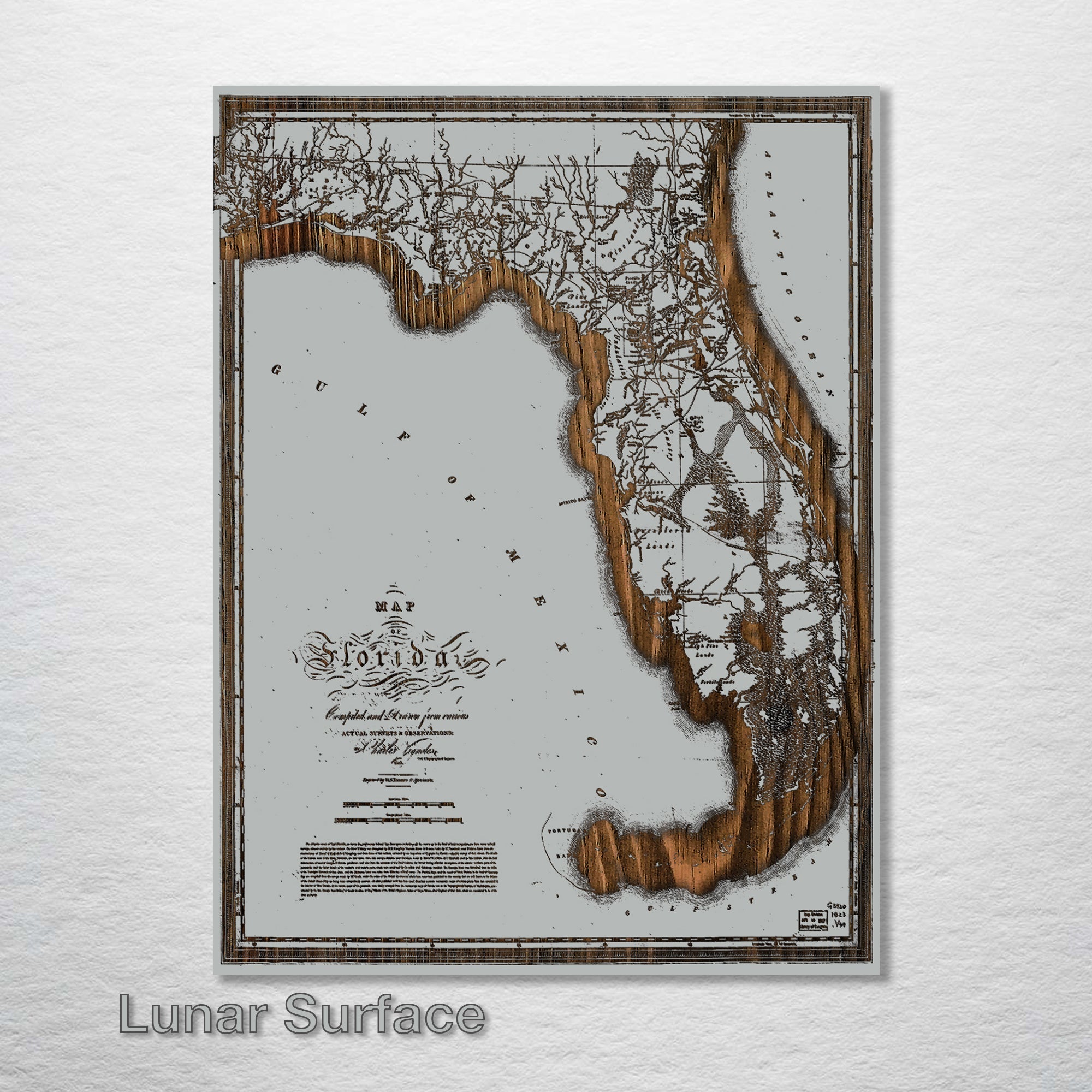 Florida Map on Wood 1823