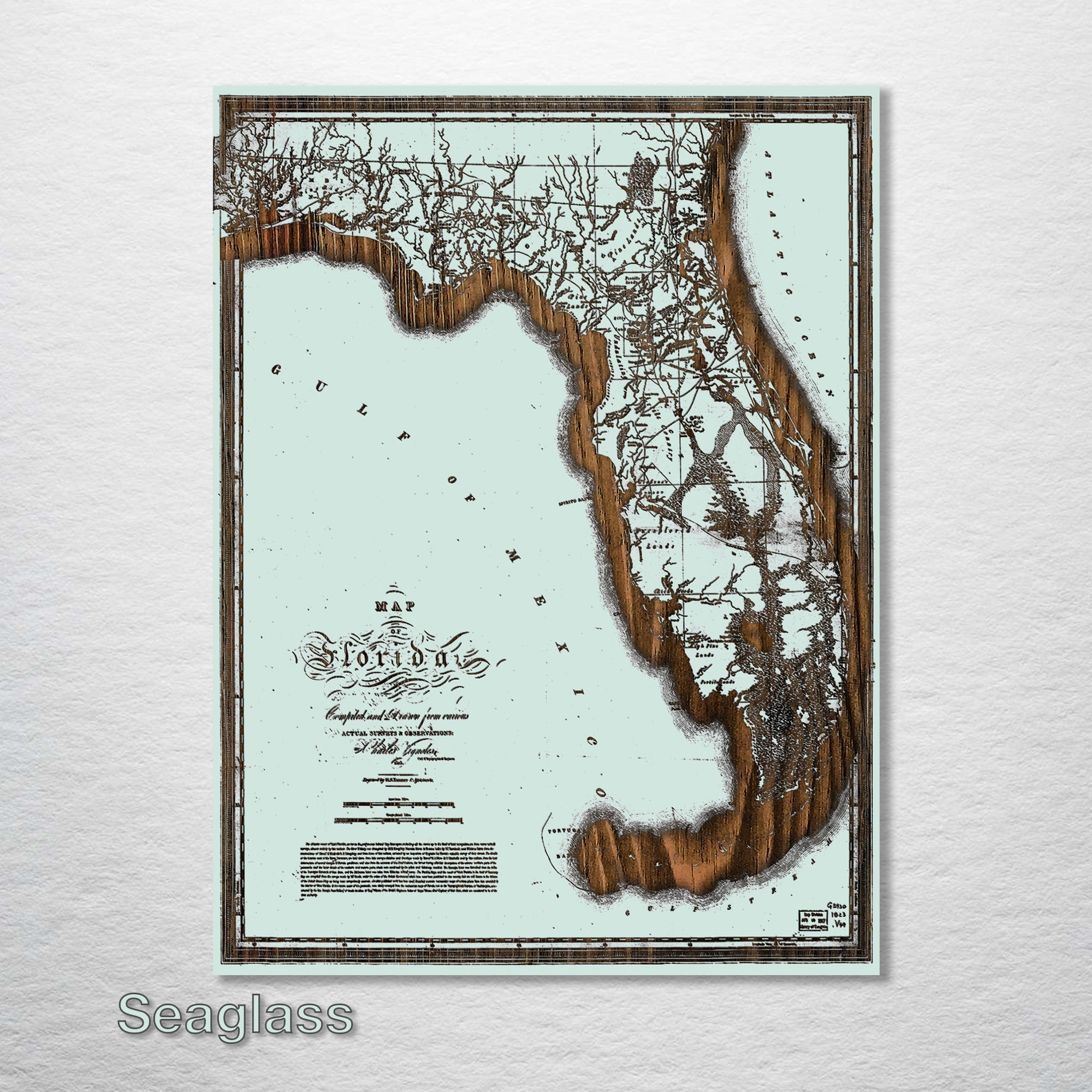 Florida Map on Wood 1823