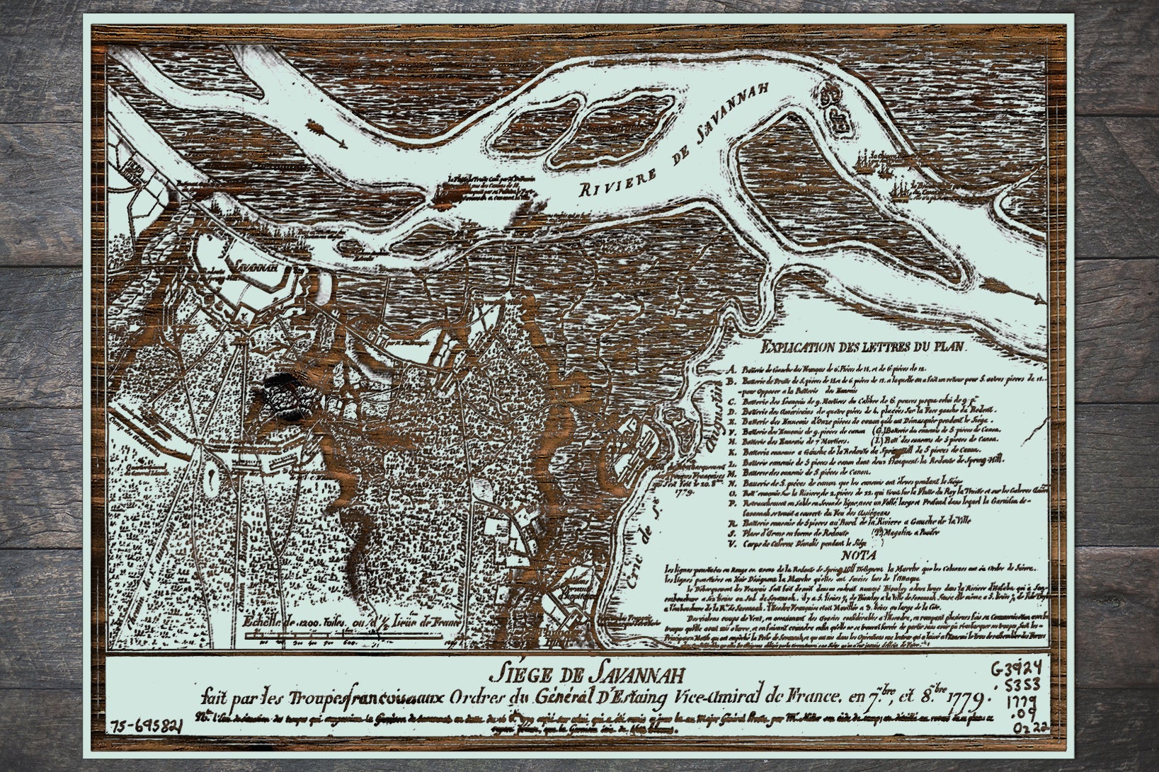 Siege of Savannah 1779 - Historic Map on Wood