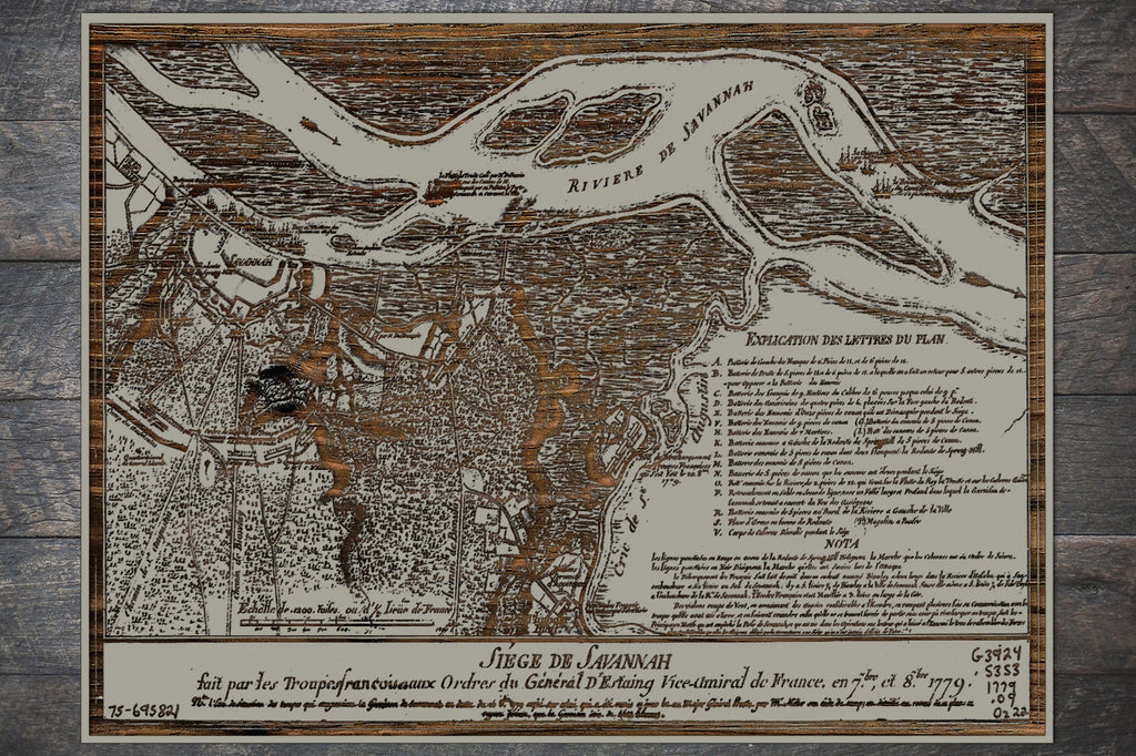 Siege of Savannah 1779 - Historic Map on Wood