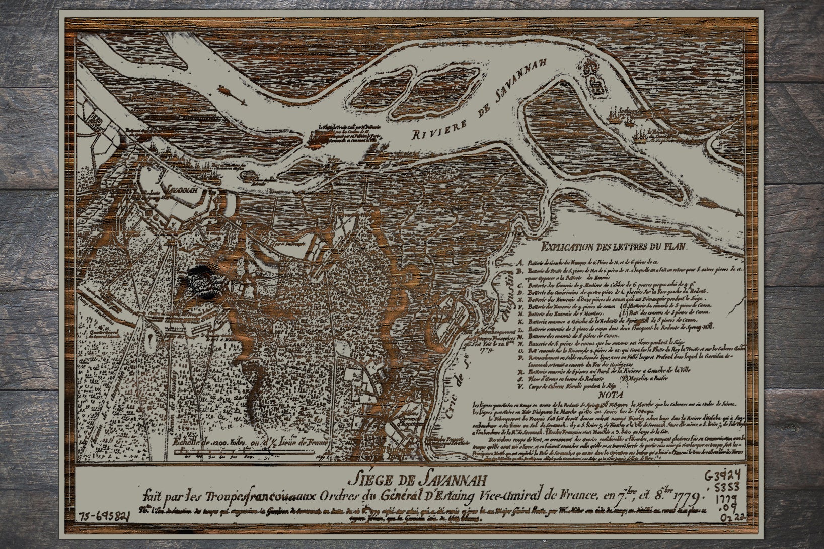 Siege of Savannah 1779 - Historic Map on Wood