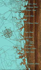 Georgia Coastline - Street Map on Wood