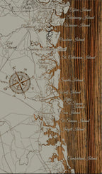 Georgia Coastline - Street Map on Wood