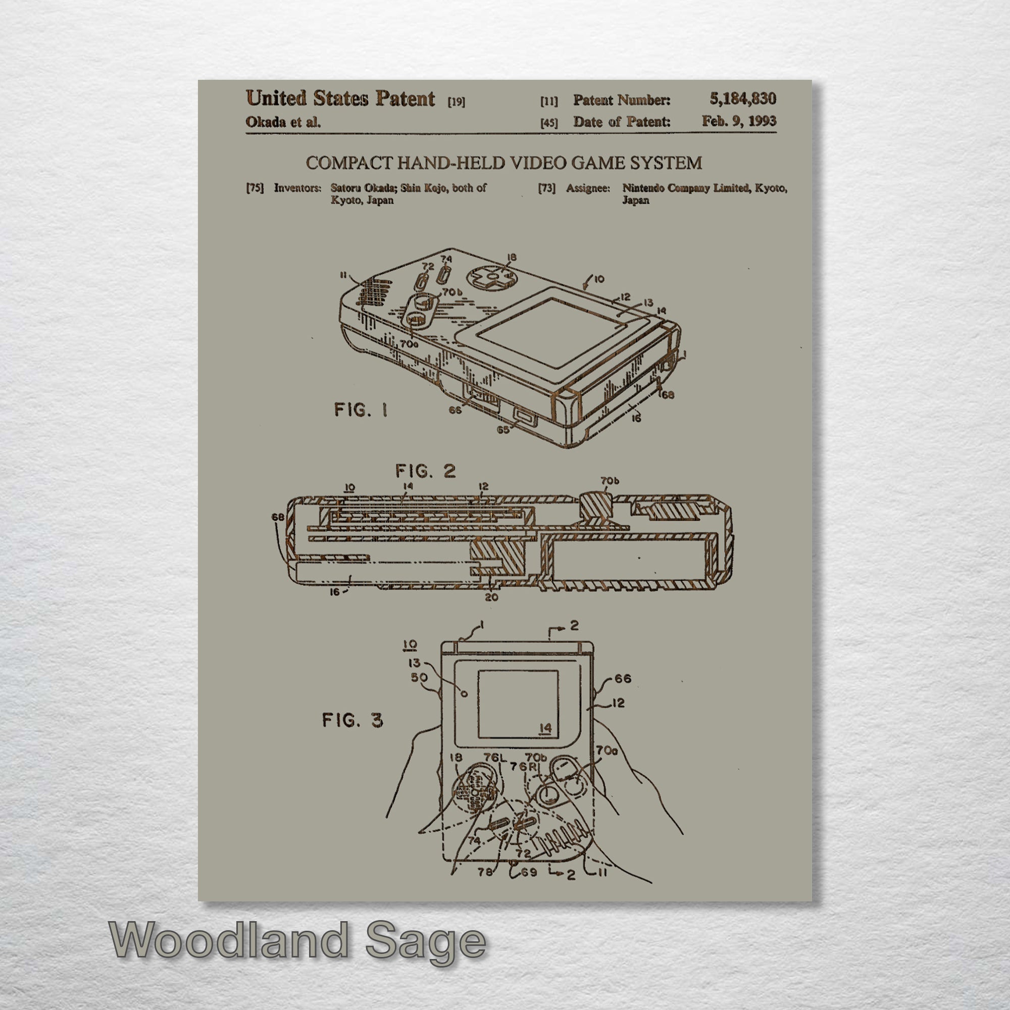 Nintendo Gameboy - Patent on Wood