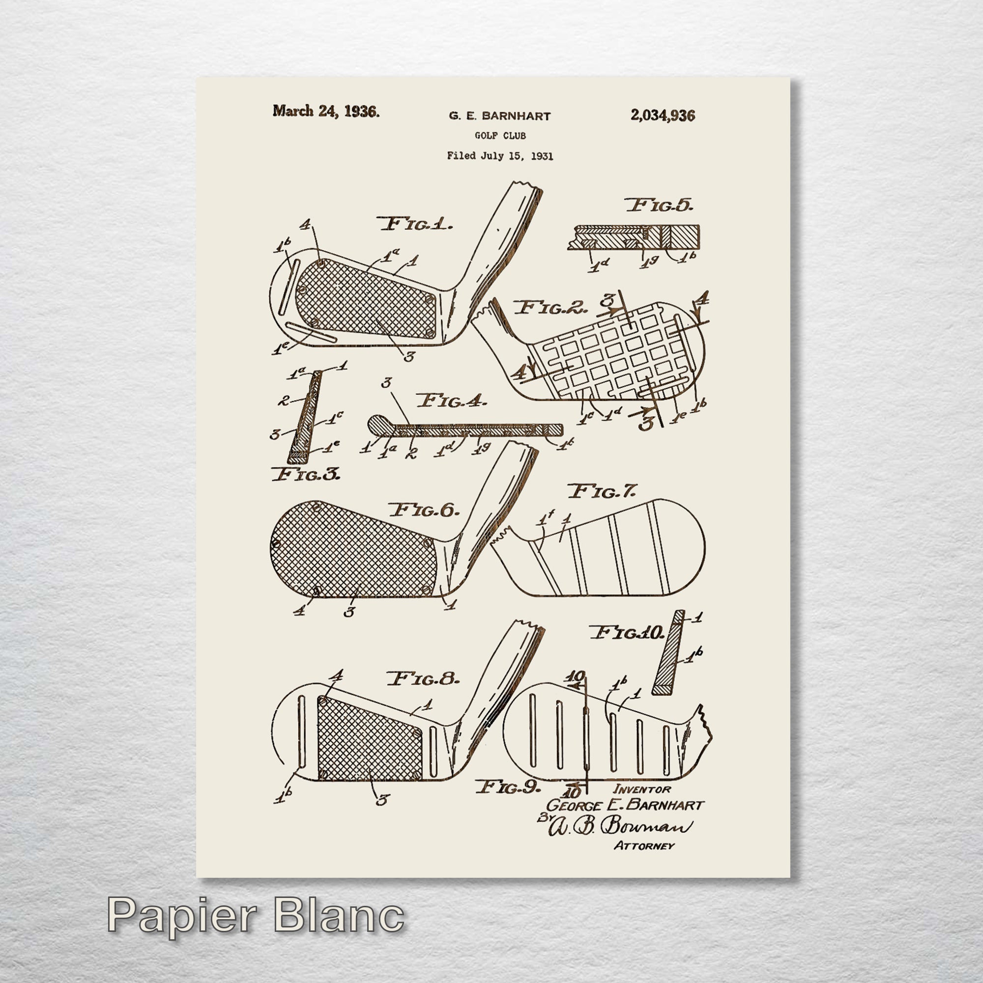 Golf Club - Patent on Wood