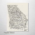 Georgia County Map on Wood - 1893