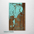 The Golden Isles, GA - St. Simons, Brunswick, Jekyll, Sea Island - Street Map on Wood