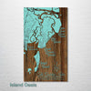 The Golden Isles, GA - St. Simons, Brunswick, Jekyll, Sea Island - Street Map on Wood