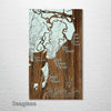 The Golden Isles, GA - St. Simons, Brunswick, Jekyll, Sea Island - Street Map on Wood