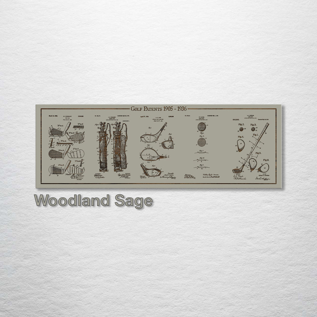 Golf Collage - Patent on Wood