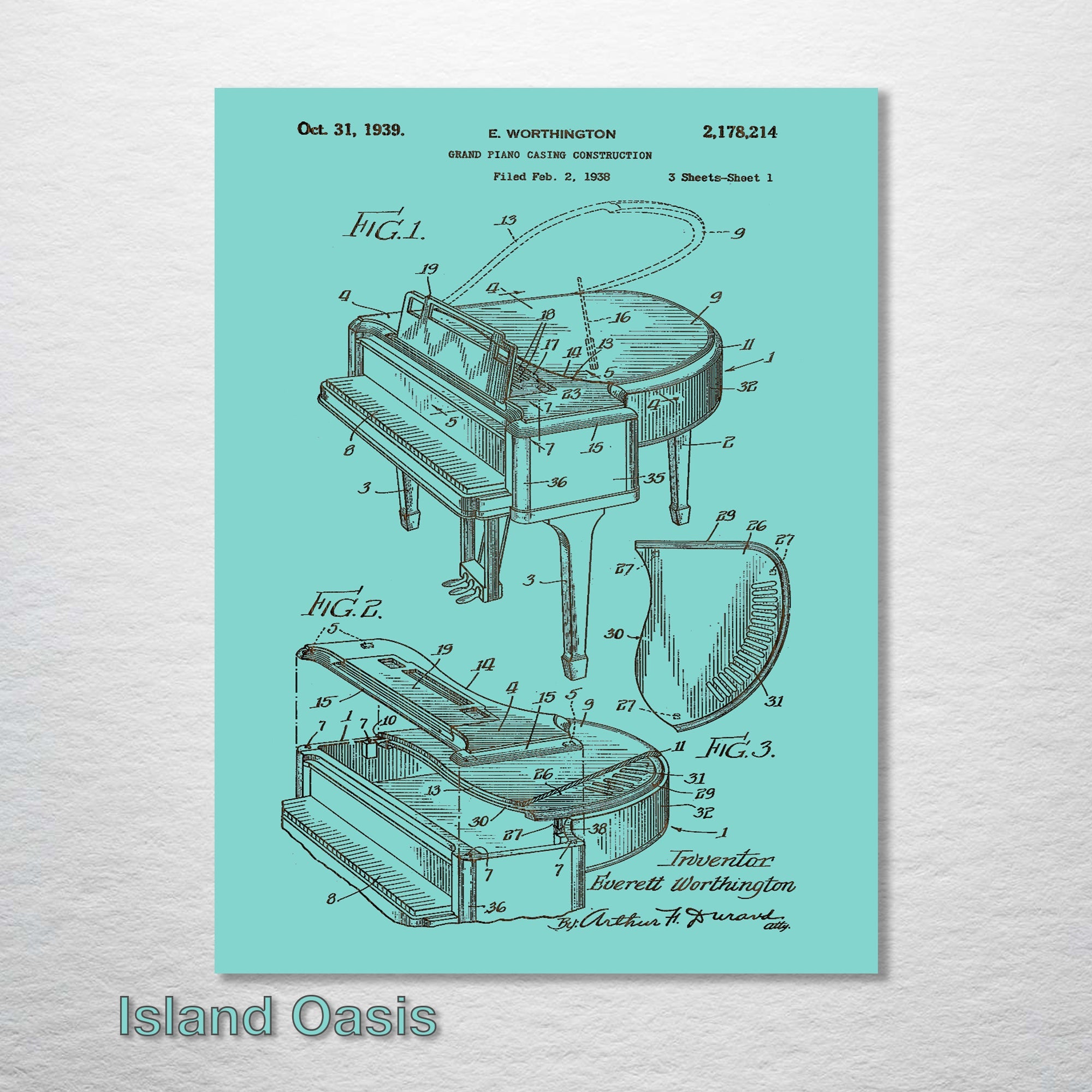 Grand Piano - Patent on Wood