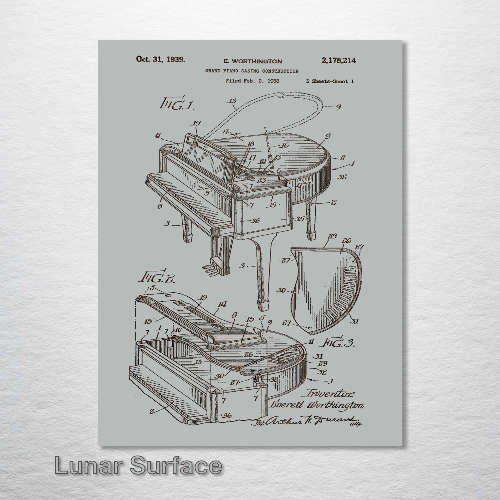 Grand Piano - Patent on Wood