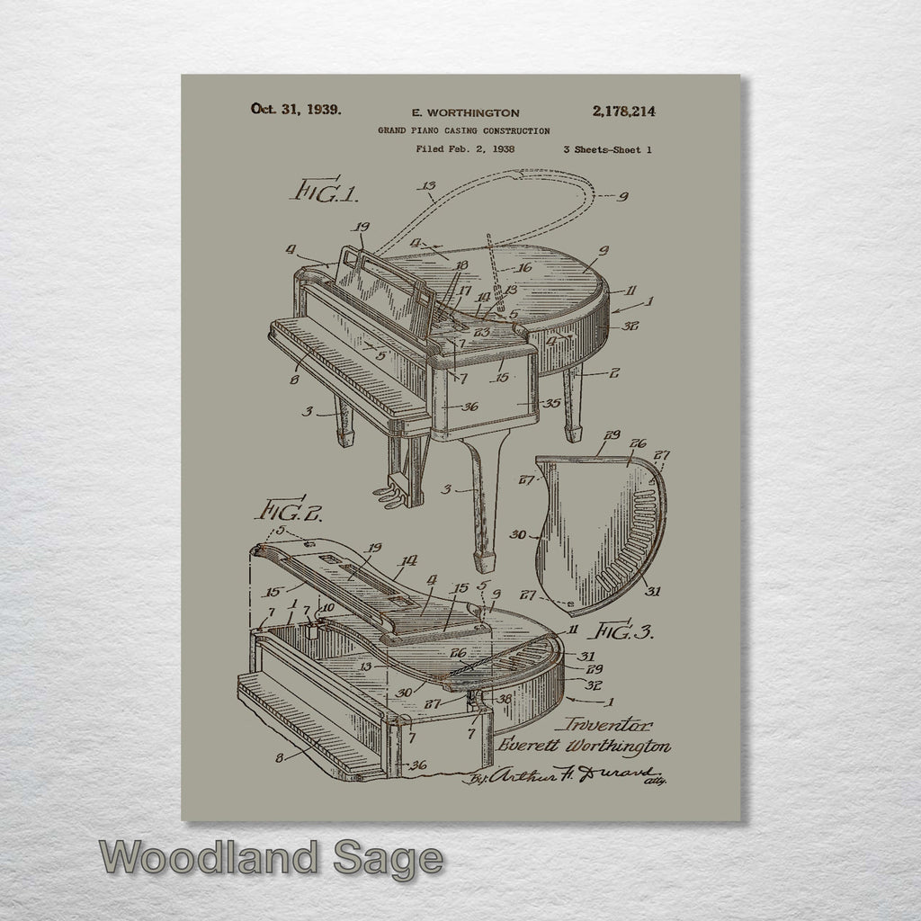 Grand Piano - Patent on Wood