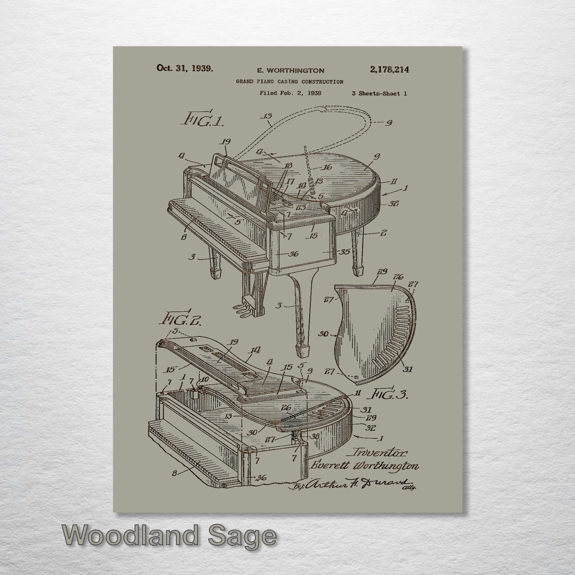 Grand Piano - Patent on Wood