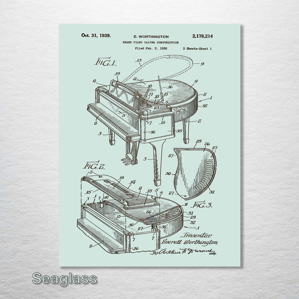 Grand Piano - Patent on Wood