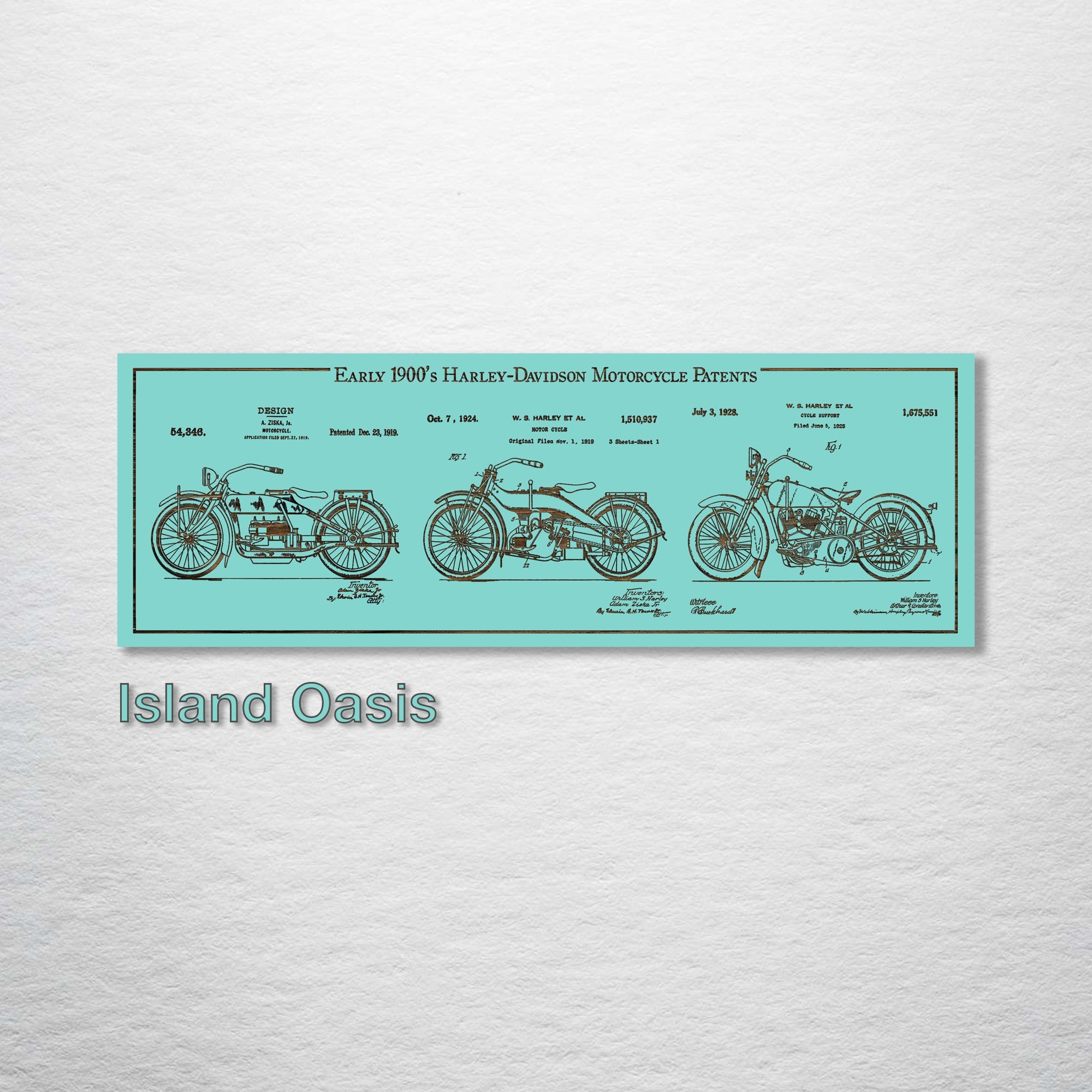 Collage - Harley Davidson - Early 1900's Patents on Wood