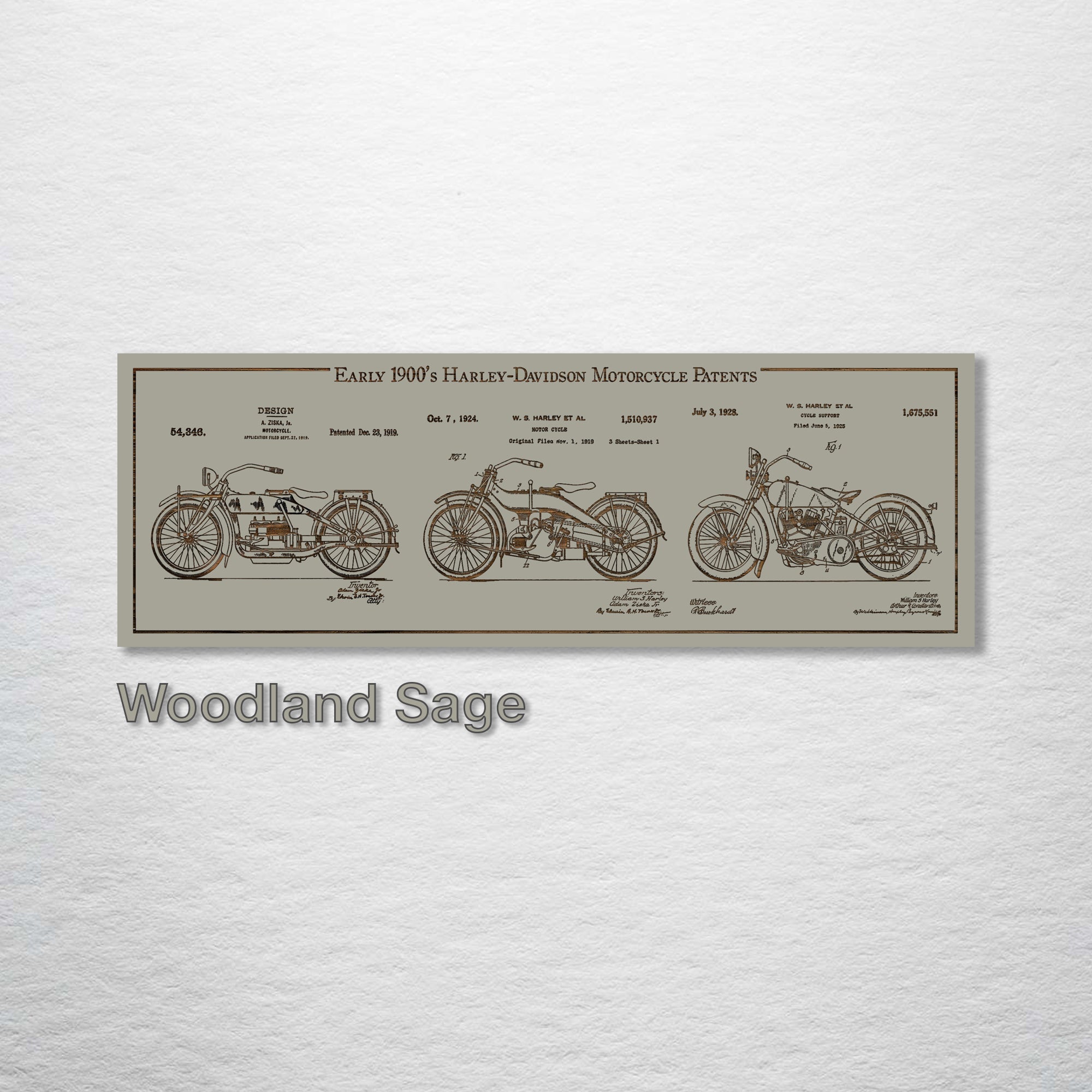 Collage - Harley Davidson - Early 1900's Patents on Wood