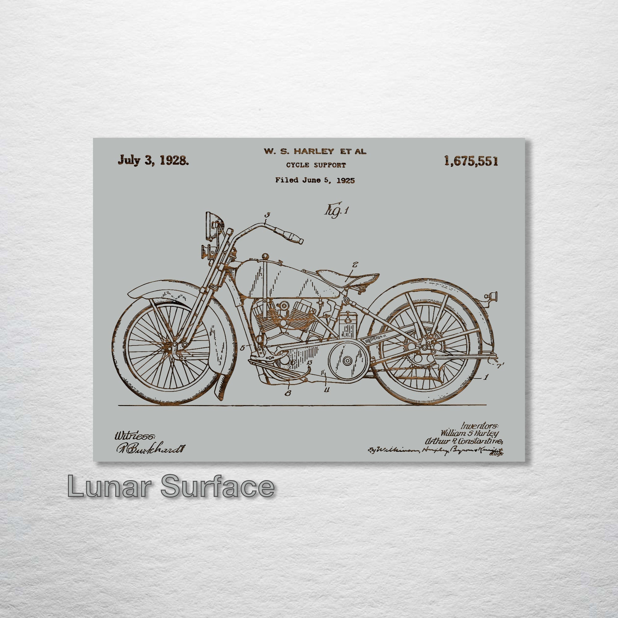 Harley Davidson Cycle Support - Patent on Wood