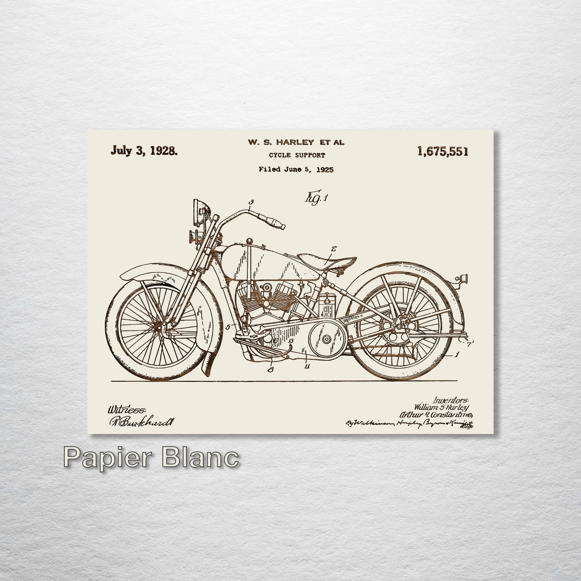 Harley Davidson Cycle Support - Patent on Wood