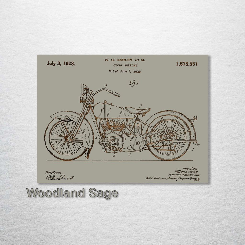 Harley Davidson Cycle Support - Patent on Wood
