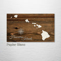 Hawaiian Islands - Street Map on Wood