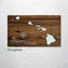 Hawaiian Islands - Street Map on Wood