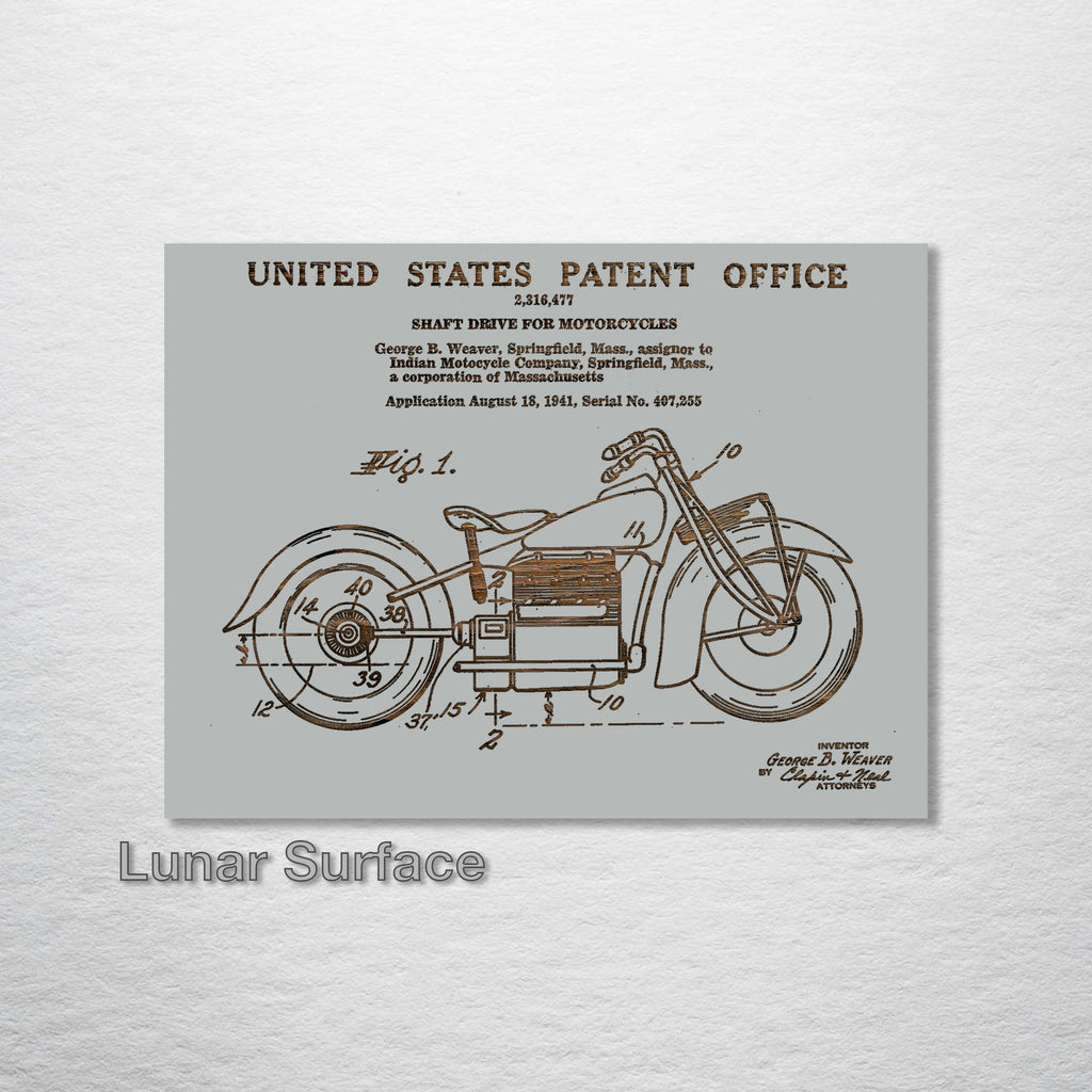 Indian Motorcycle - Patent on Wood
