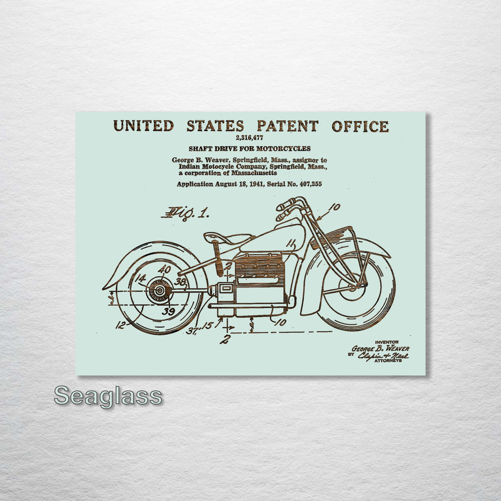 Indian Motorcycle - Patent on Wood