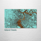 Jacksonville, FL - Street Map on Wood
