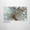 Jacksonville, FL - Street Map on Wood