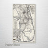 Florida (Jacksonville, Tampa, Key West) 1891 - Historic Map on Wood