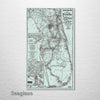 Florida (Jacksonville, Tampa, Key West) 1891 - Historic Map on Wood