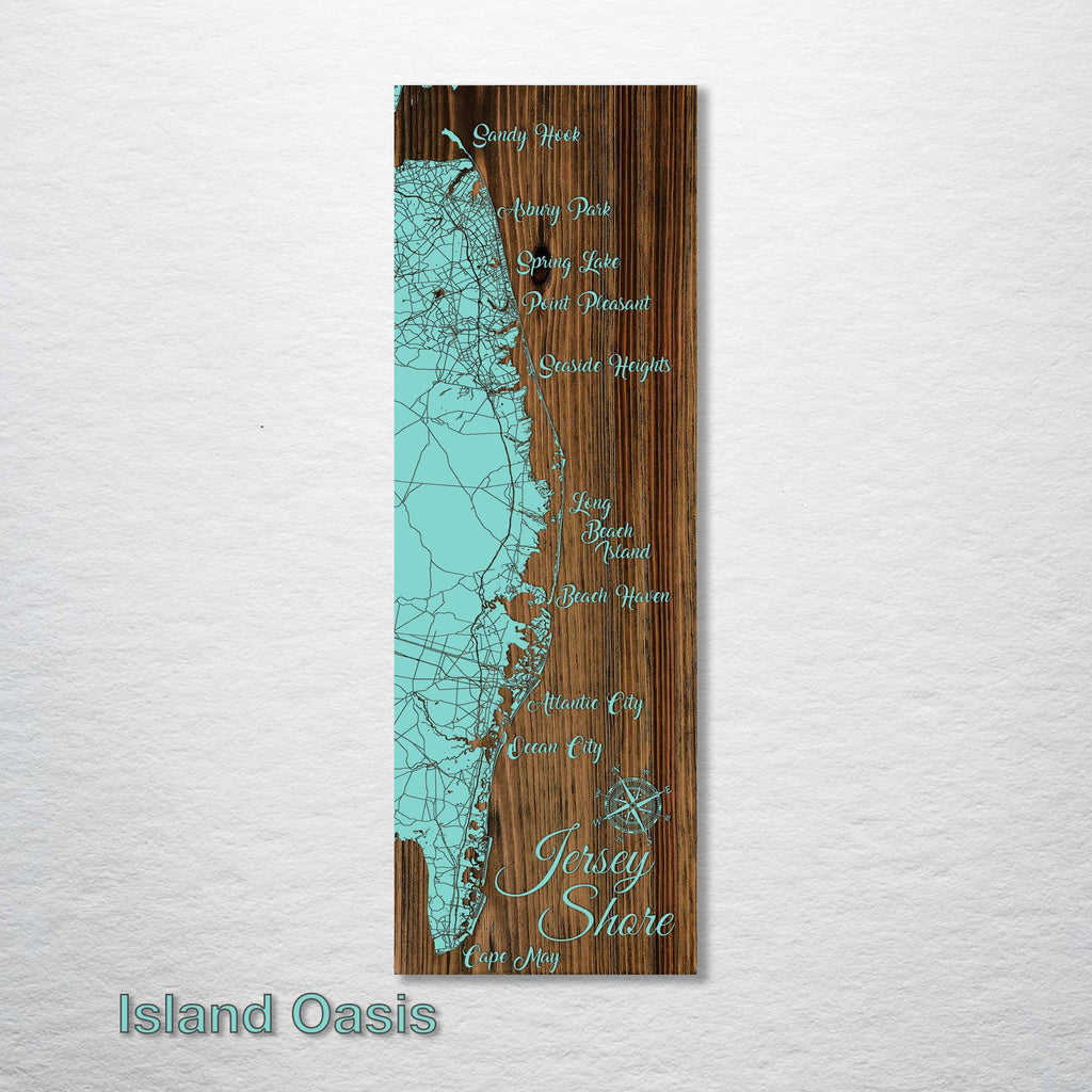 New Jersey Shore - Street Map on Wood