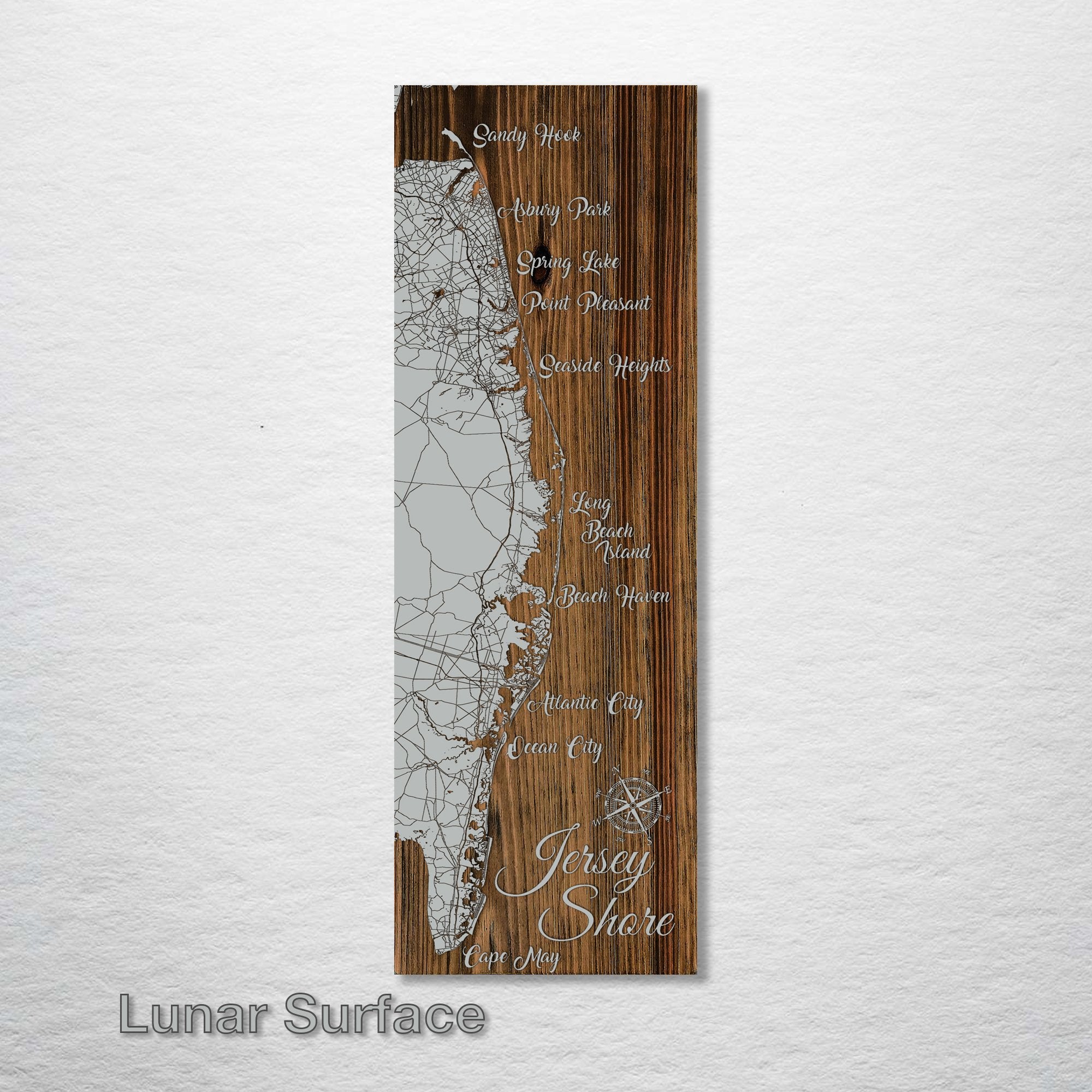New Jersey Shore - Street Map on Wood