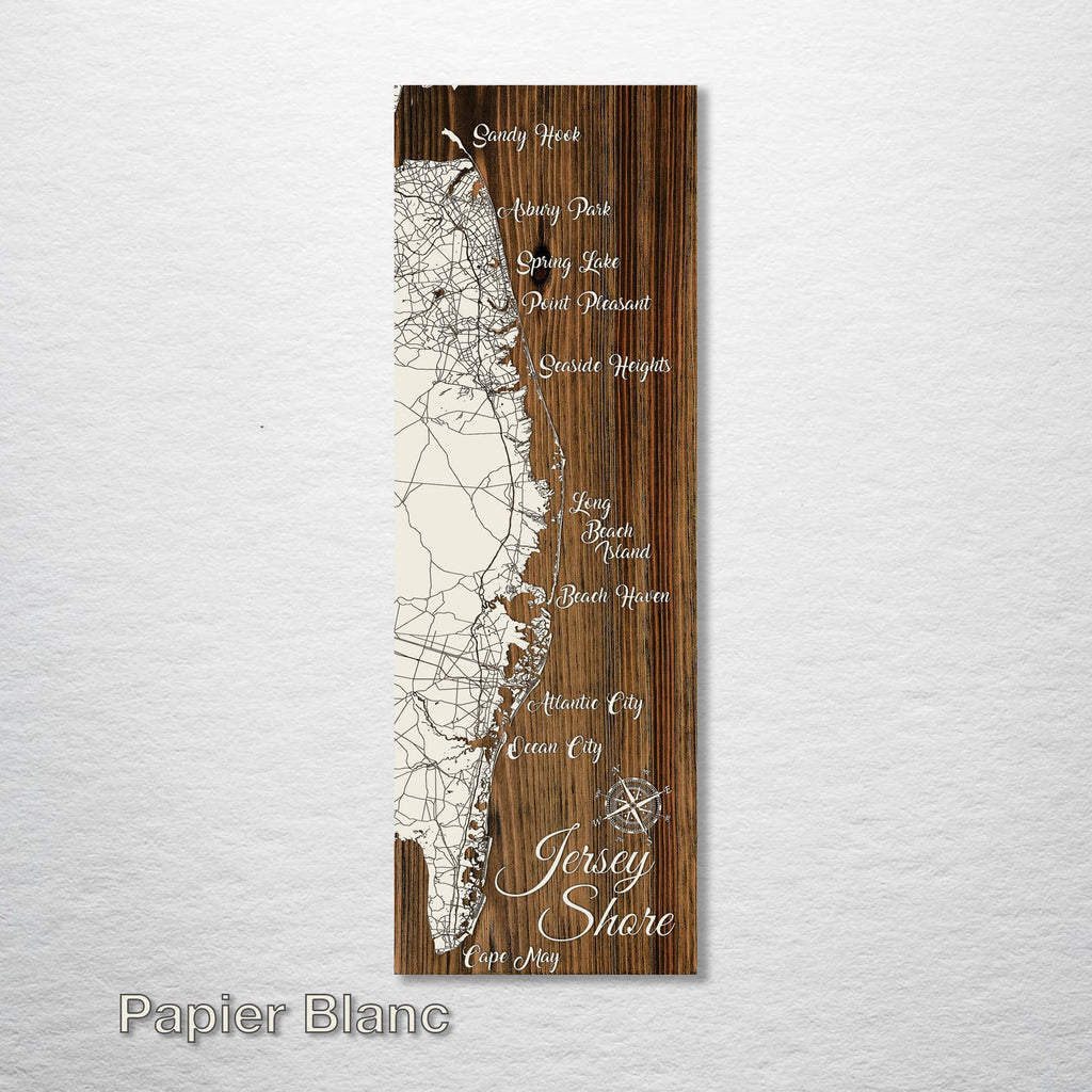 New Jersey Shore - Street Map on Wood