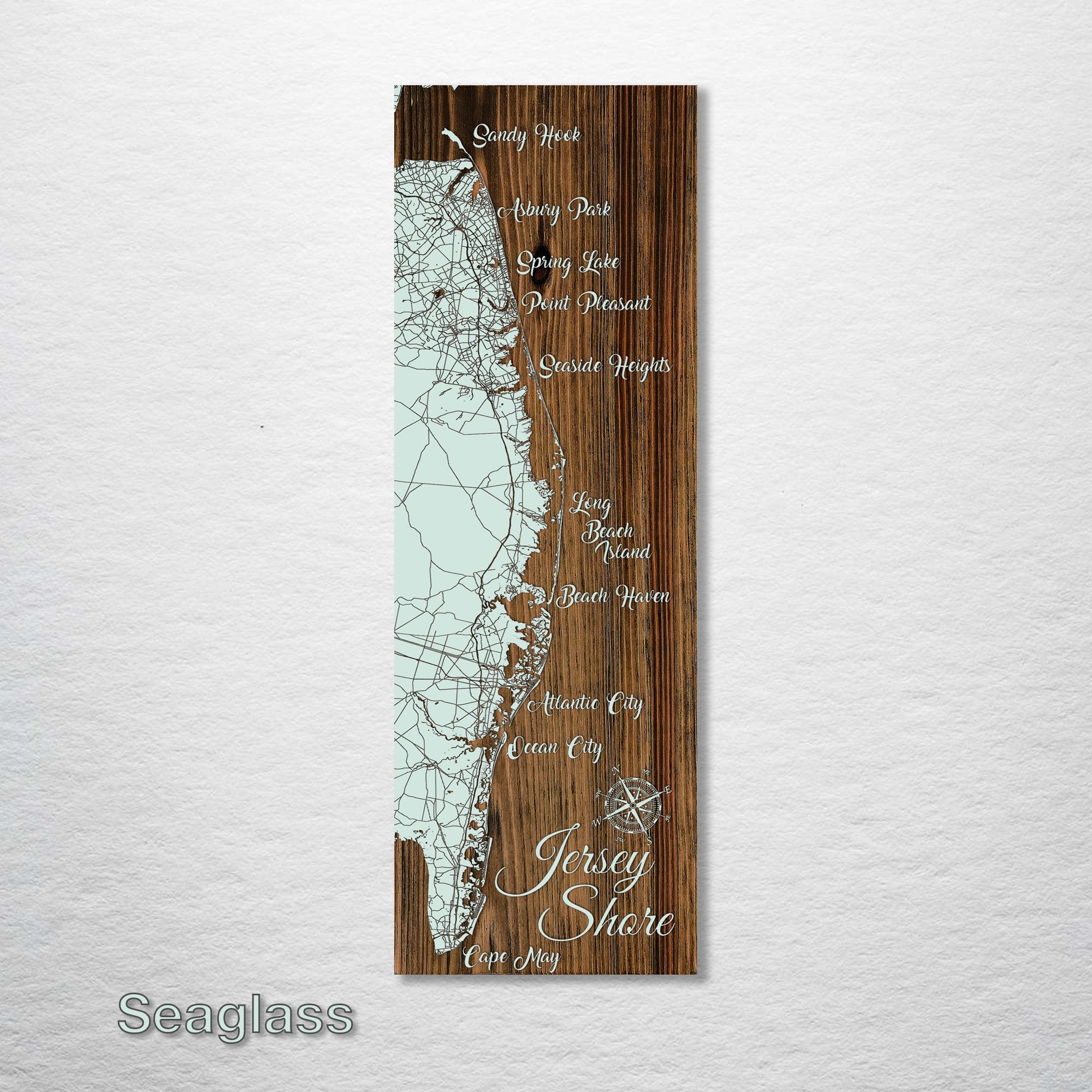 New Jersey Shore - Street Map on Wood