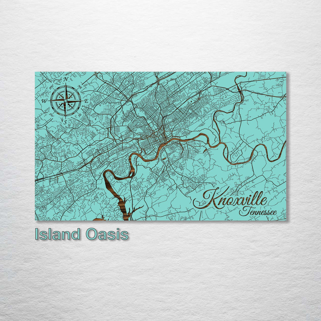 Knoxville, TN - Street Map on Wood
