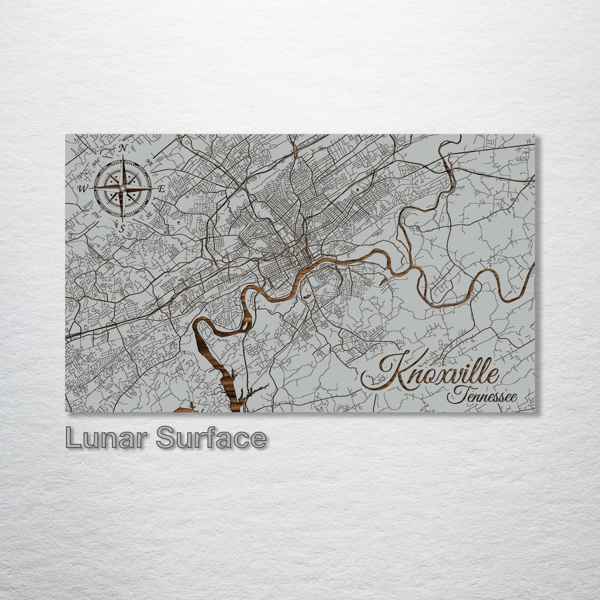 Knoxville, TN - Street Map on Wood