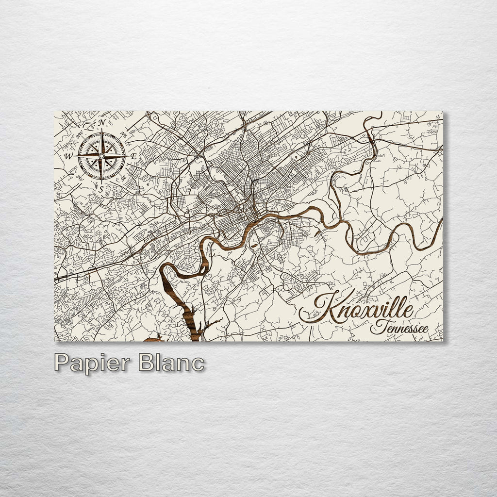 Knoxville, TN - Street Map on Wood