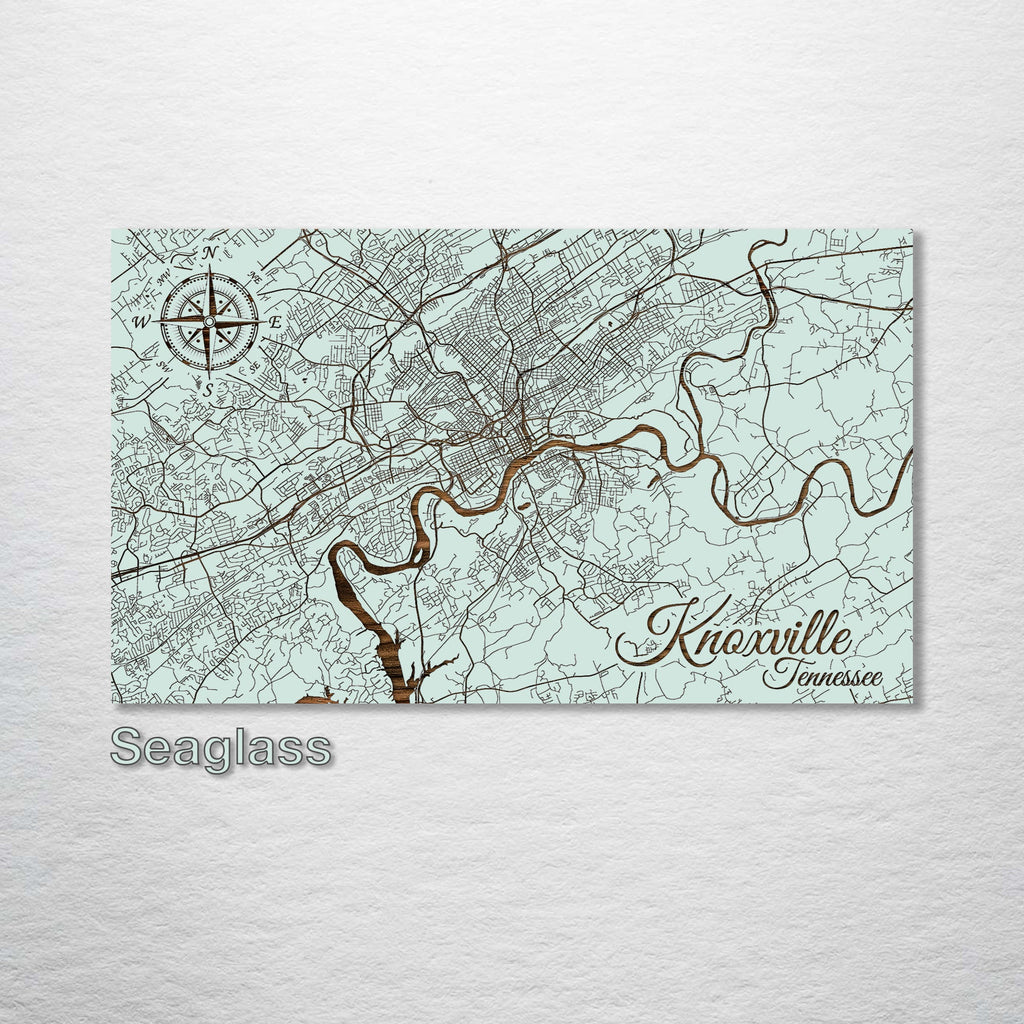 Knoxville, TN - Street Map on Wood