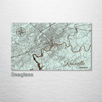 Knoxville, TN - Street Map on Wood