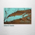 Long Island, NY - Street Map on Wood
