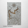 Lake Acworth & Lake Altoona, GA - Street Map on Wood