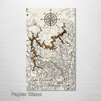 Lake Acworth & Lake Altoona, GA - Street Map on Wood