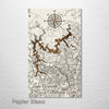 Lake Acworth & Lake Altoona, GA - Street Map on Wood